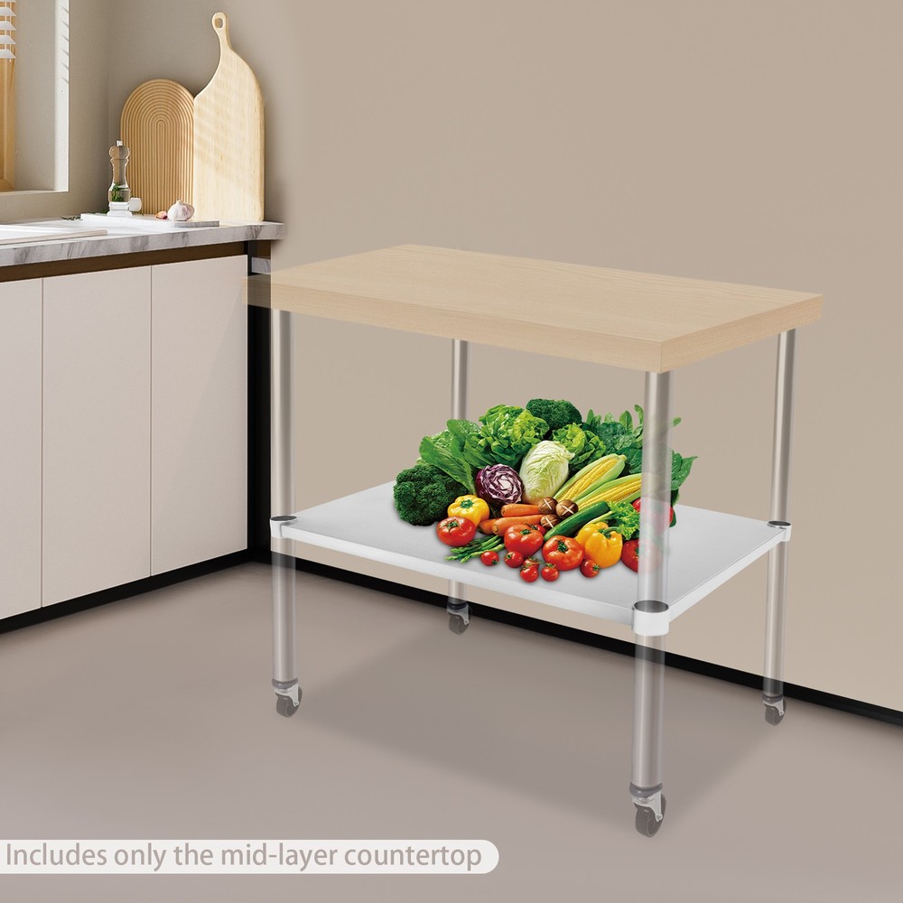 Under Shelf for Work Tables Stainless Steel Adjustable Lower Stand Multiuse Rack