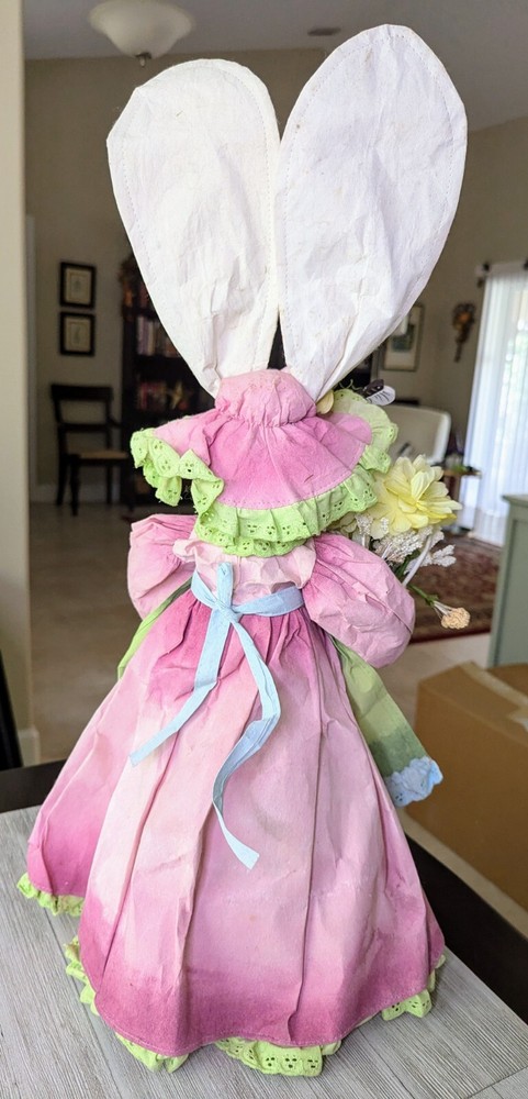 Easter Decorations Mr. & Mrs. Easter Bunny with Pastel Eggs Cane Pose-able Ears