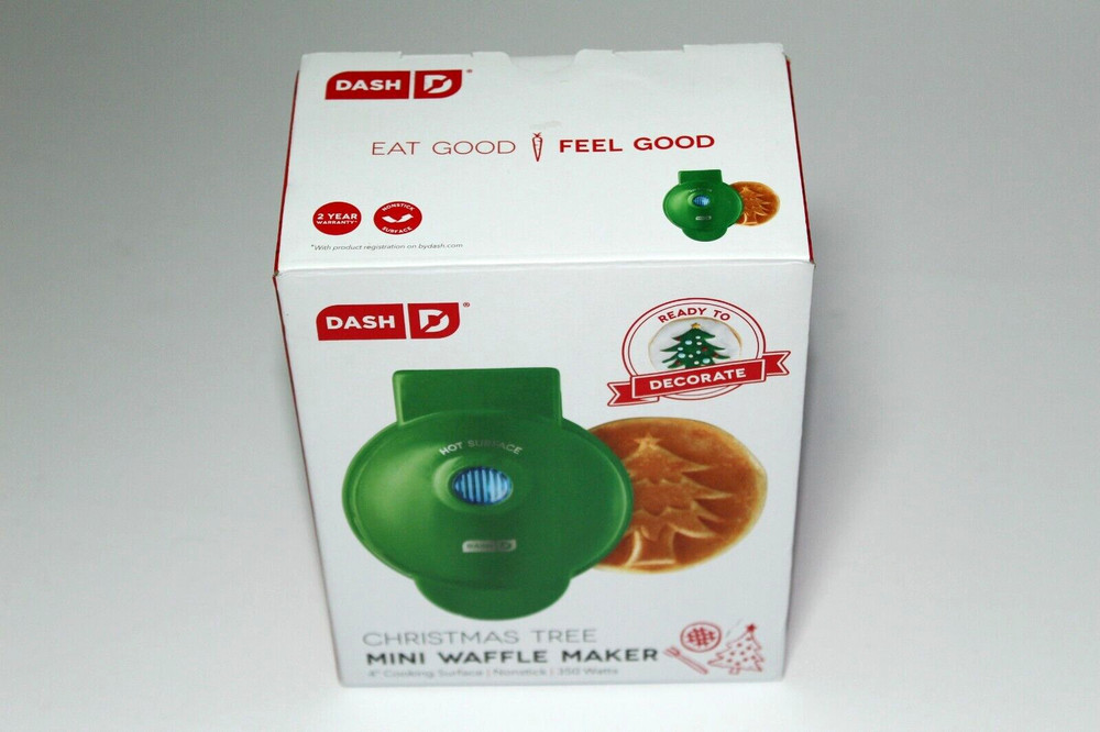 Dash Christmas Tree Mini Waffle Maker - 4" - Brand New In Box