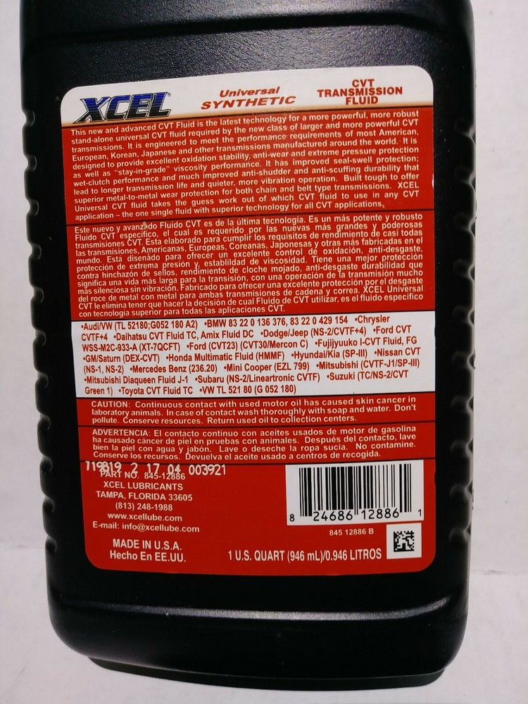 CVT Transmission Fluid 6 Quart FULL Synthetic Automatic multi-vehicle Universal