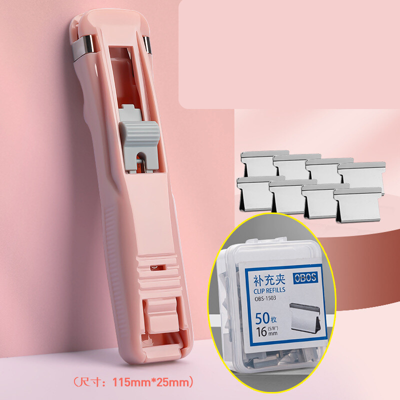 new Portable Clip Push Stapler Fixed Binding Reusable Clamp Not Damage Paper