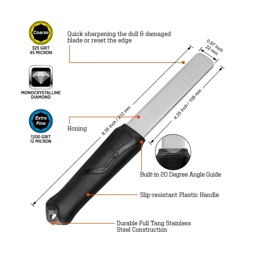 Dual-Grit Diamond Sharpening Stone File Tool Sharpener for Knife Axe Hatchet