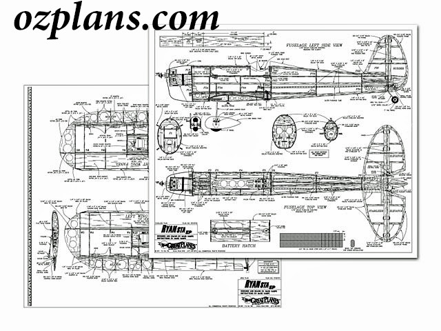 Ryan STA EP 49" WS RC MODEL AIRPLANE PLANS TEMPLATES PRINTED