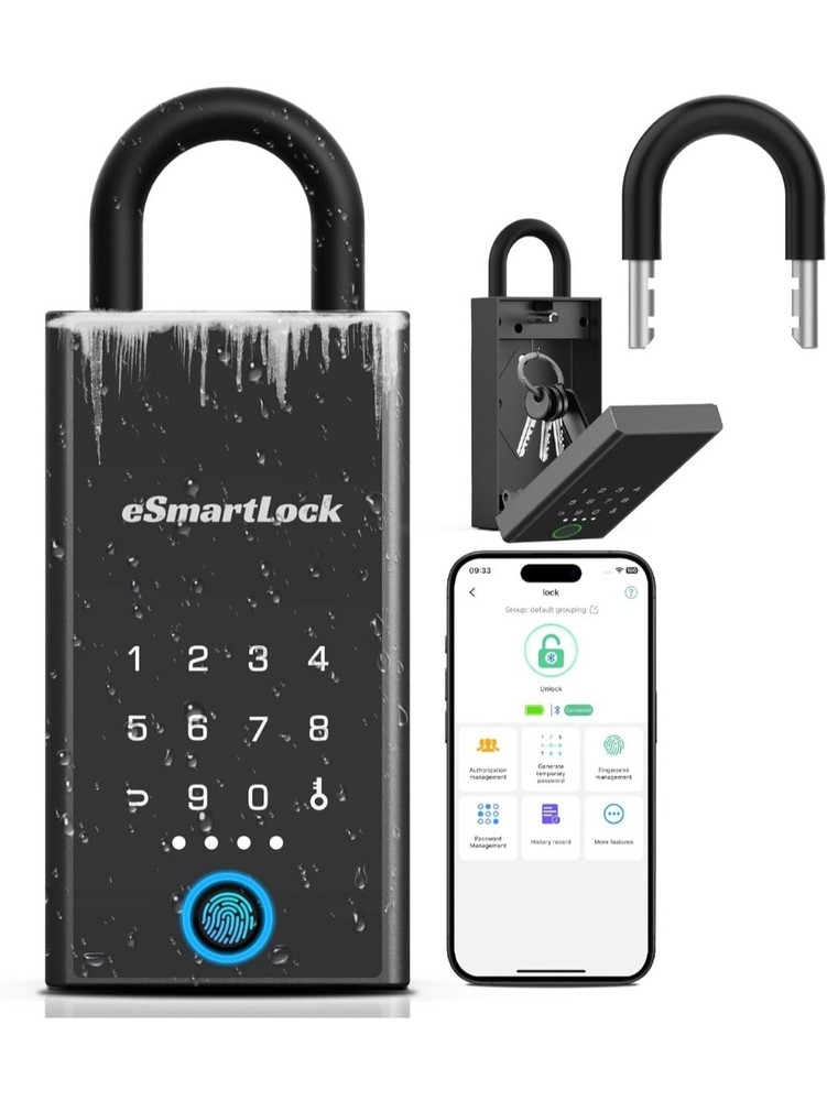 Fingerprint Key Lock Box with Code, Wireless Digital Lock Box with Bluetooth APP