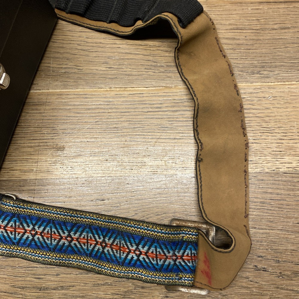 Binocular Hard Black Case With VTG Embroidered Guitar Strap Carry Handle