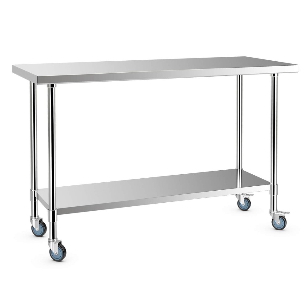 24" x 60 " Stainless Steel Work Table Kitchen Prep Work Table w/wheels Silver