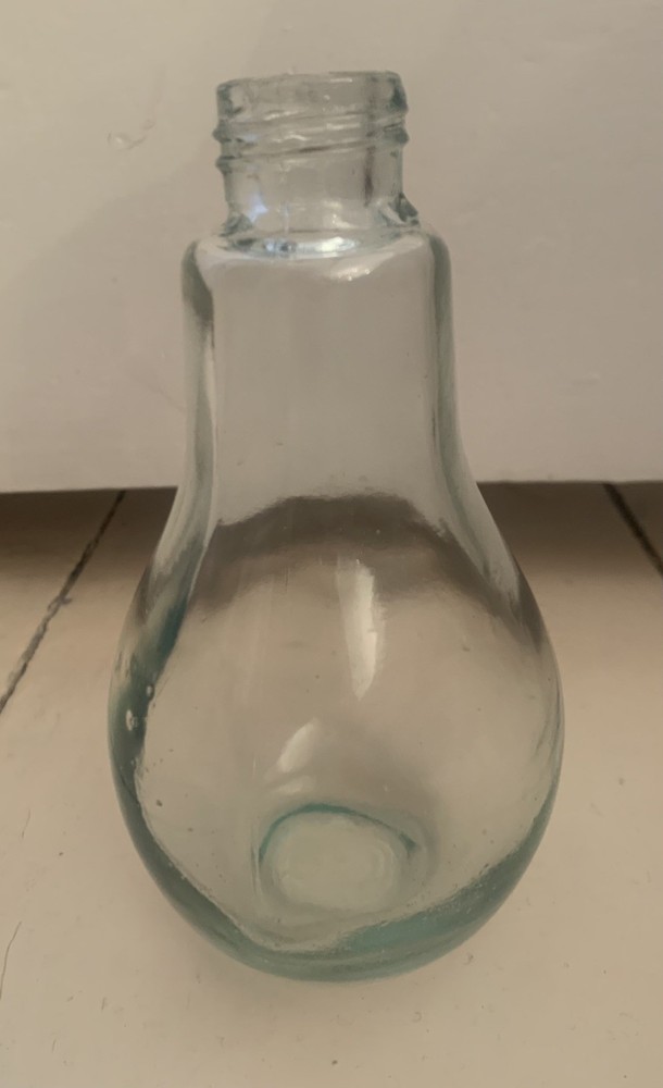 Vintage Lightbulb-Shaped Glass Container with Screw Cap | Industrial Decor
