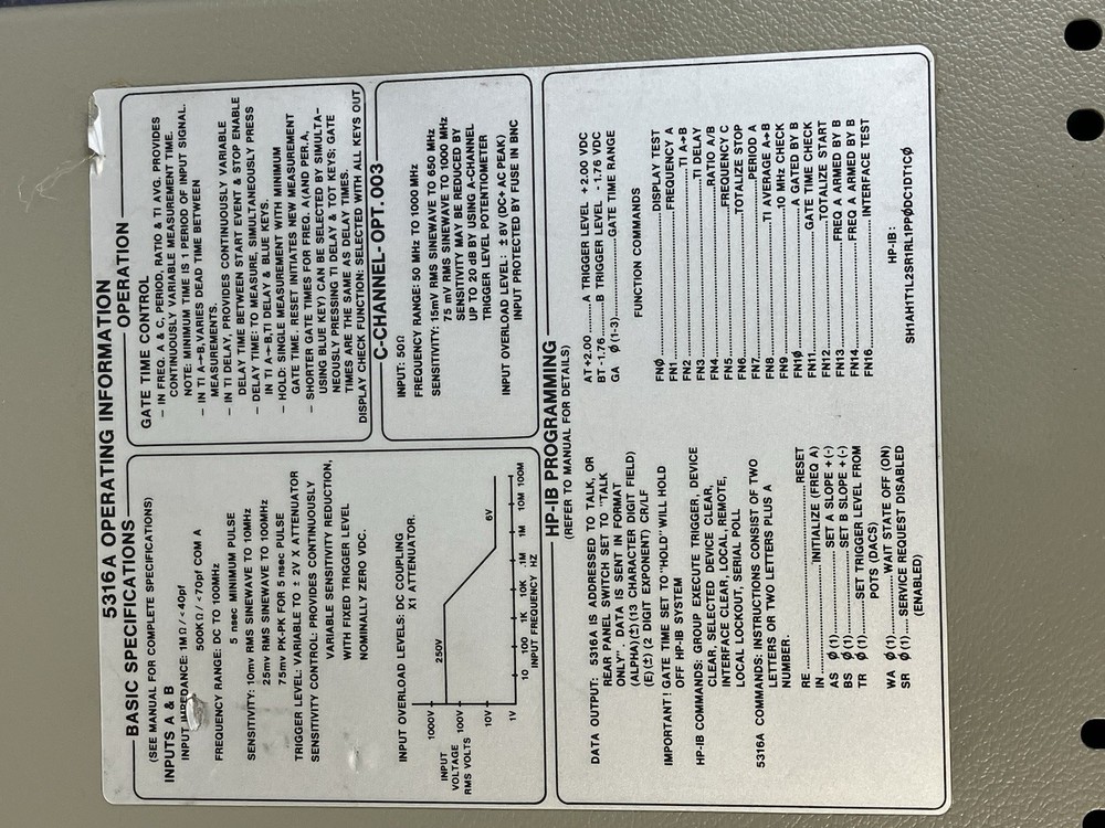 Hewlett Packard 5316A Universal Counter