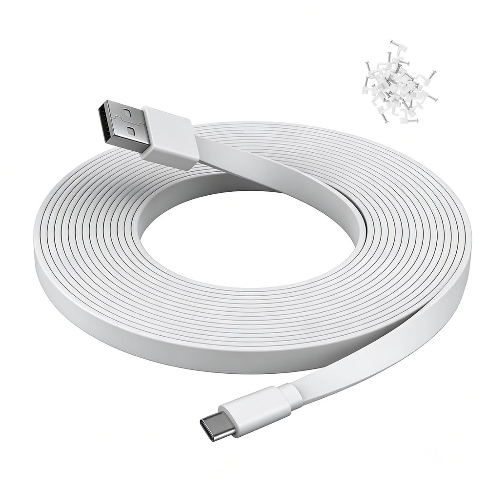 25 Ft USB C Cable for CCTV Wifi Security Camera Type-C Extension Charging Cord