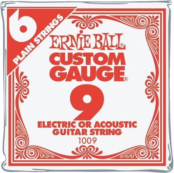 Ernie Ball Nickel Plain Single Guitar String .009 6-Pack