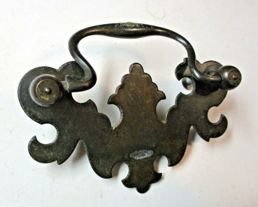 A277DC Bat Drop Bail Drawer Pull Handle Dark Aged Brass Steel 3" Centers Antique