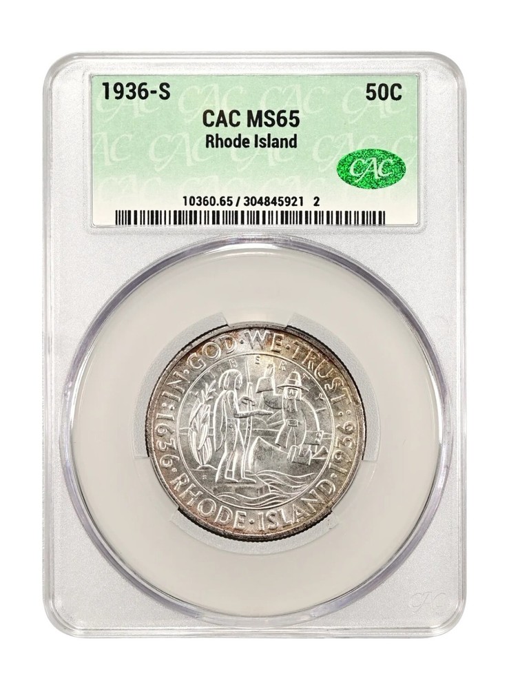 1936-S CACG MS65 Rhode Island Classic Silver Commemorative Half