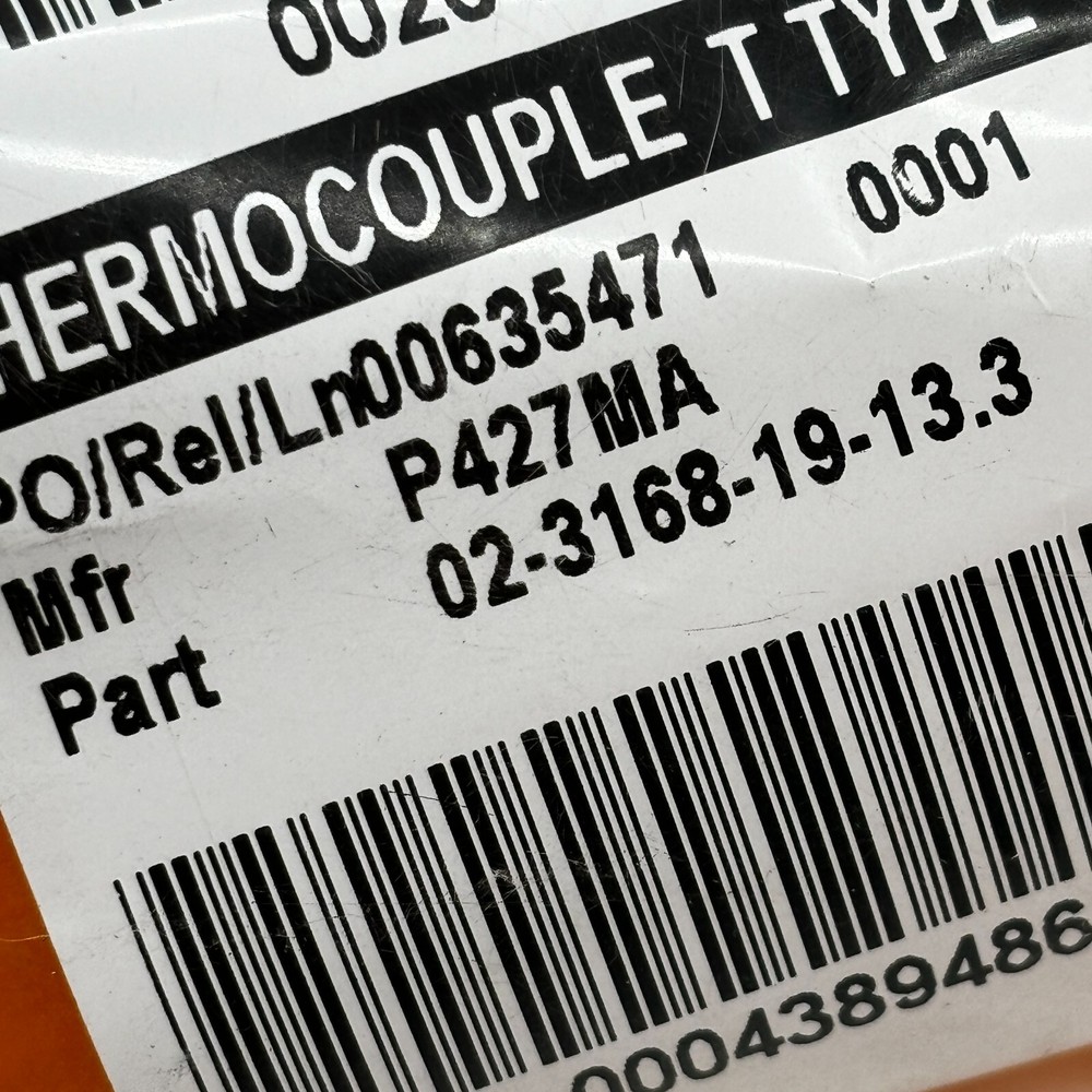THERMOCOUPLE TYPE PYCO P/N02-3168--19-13.3 ⭐