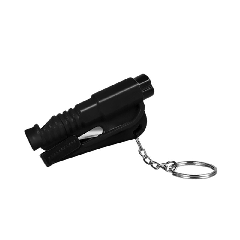 Black Car Keychain Safety Hammer For Broken Window Whistle Warning Help Escape