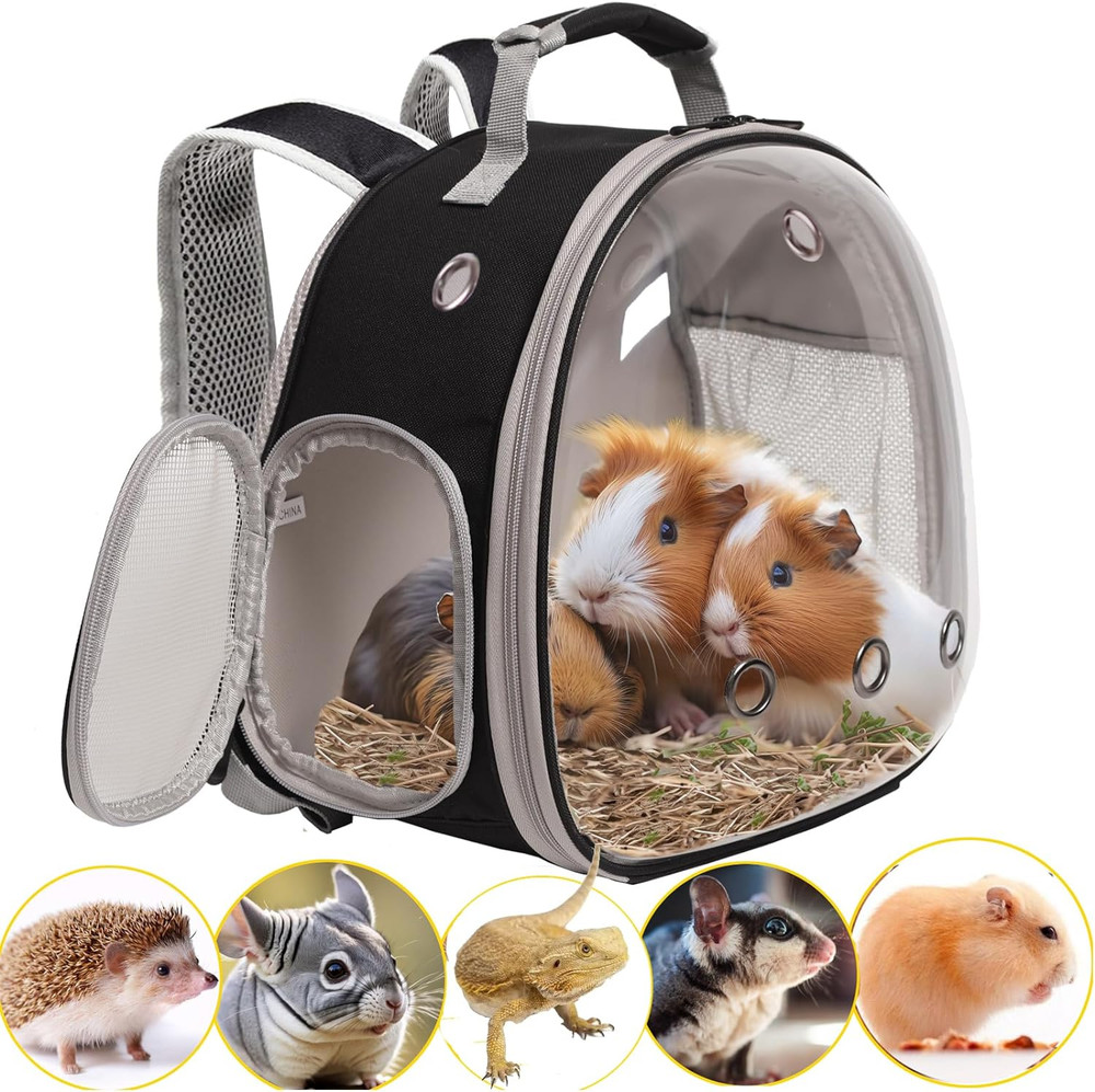 Guinea Pig Backpack Carrier, Bearded Dragon Carrier Backpack with Clear Bubble W