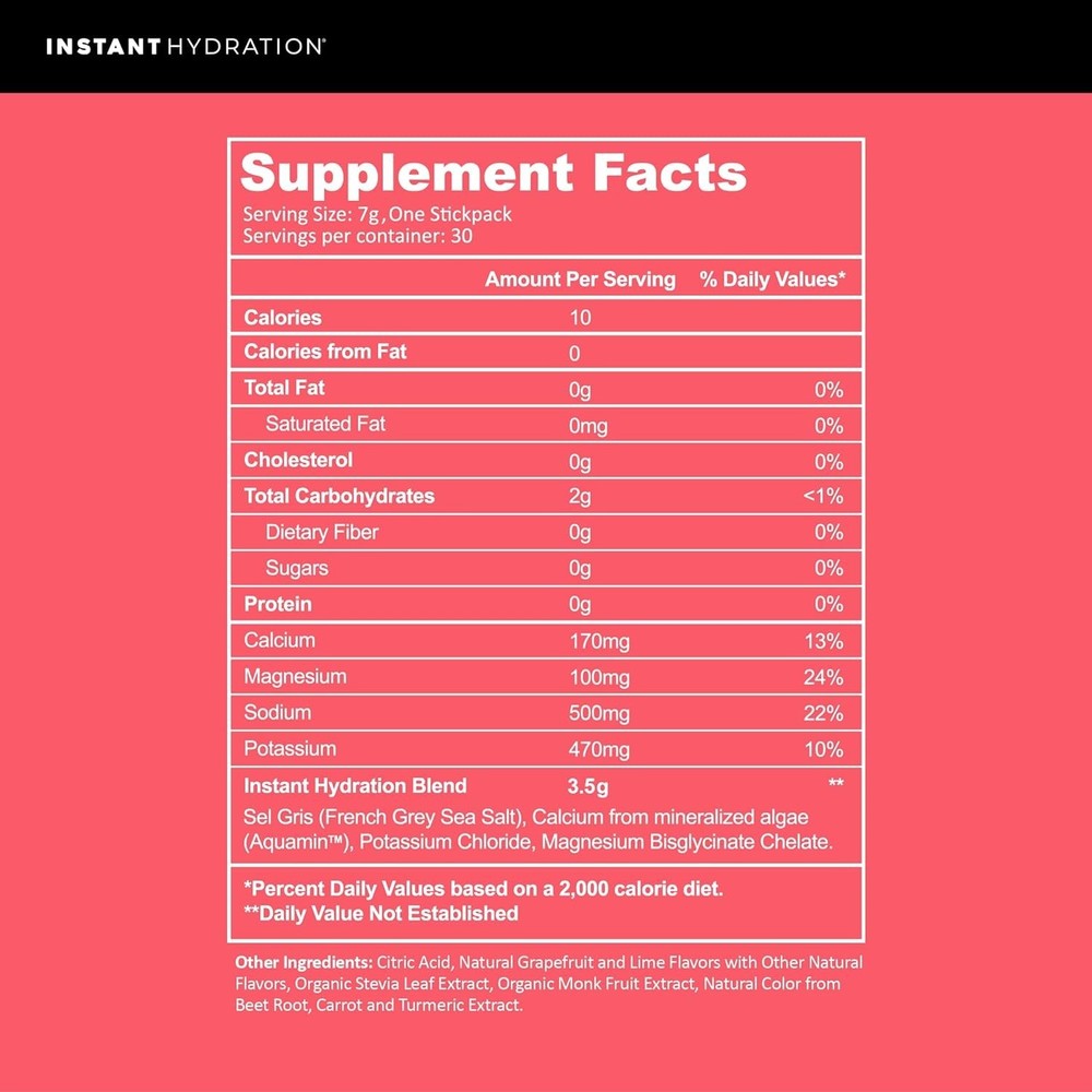 Instant Hydration Electrolytes Powder Packets - Raspberry Electrolyte Drink Mix
