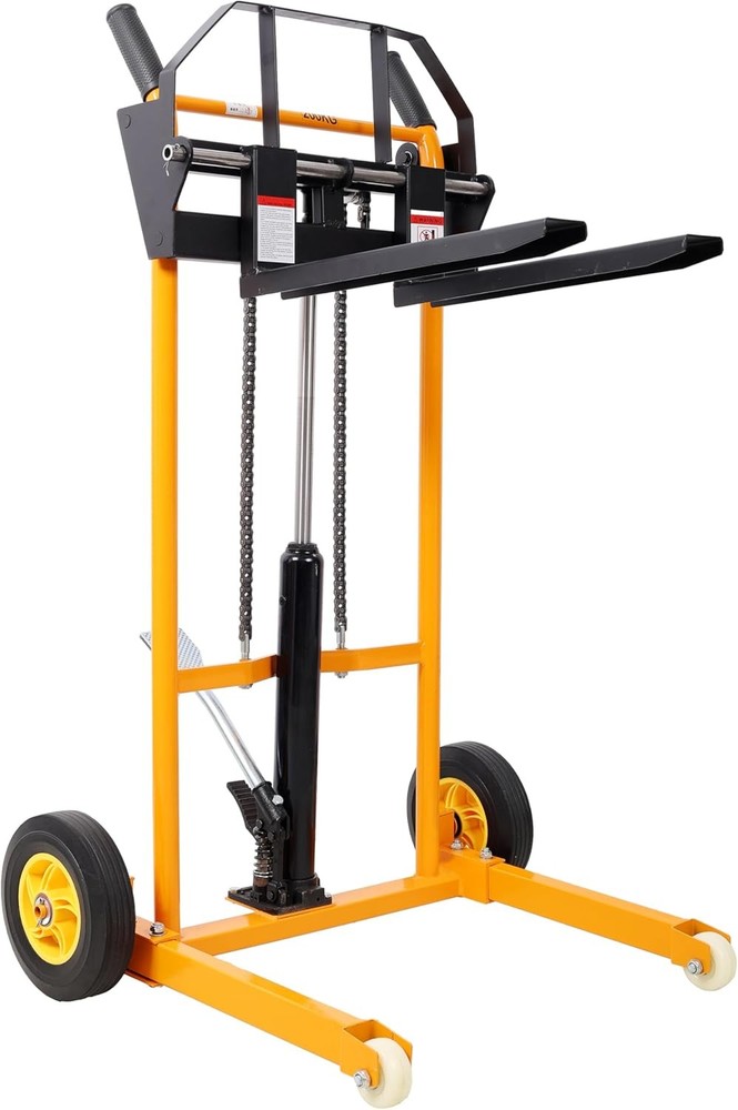 Manual Pallet Truck Stacker, 440lbs Capacity Material Lift Winch Dolly Stacker