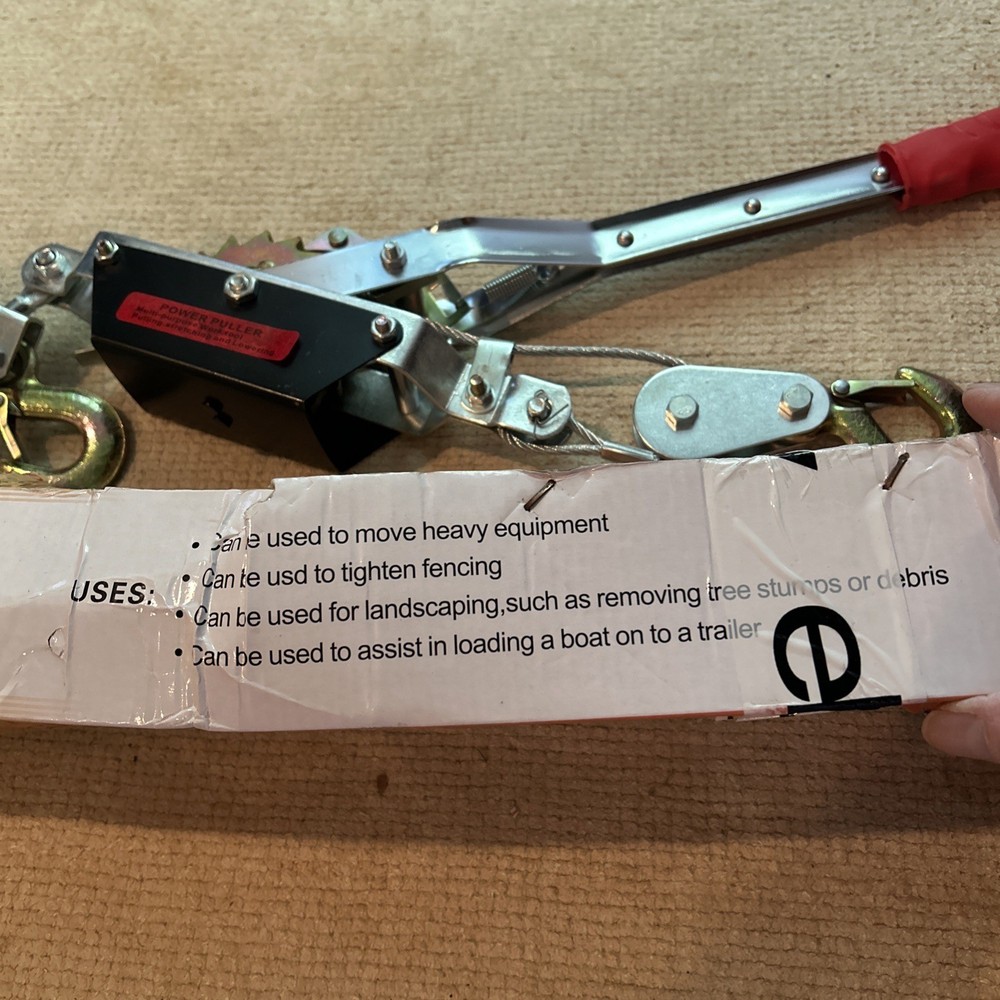 Wire Rope Hand Power Puller TightenTool Tightener Double Hook Lifting Tool(2Ton)