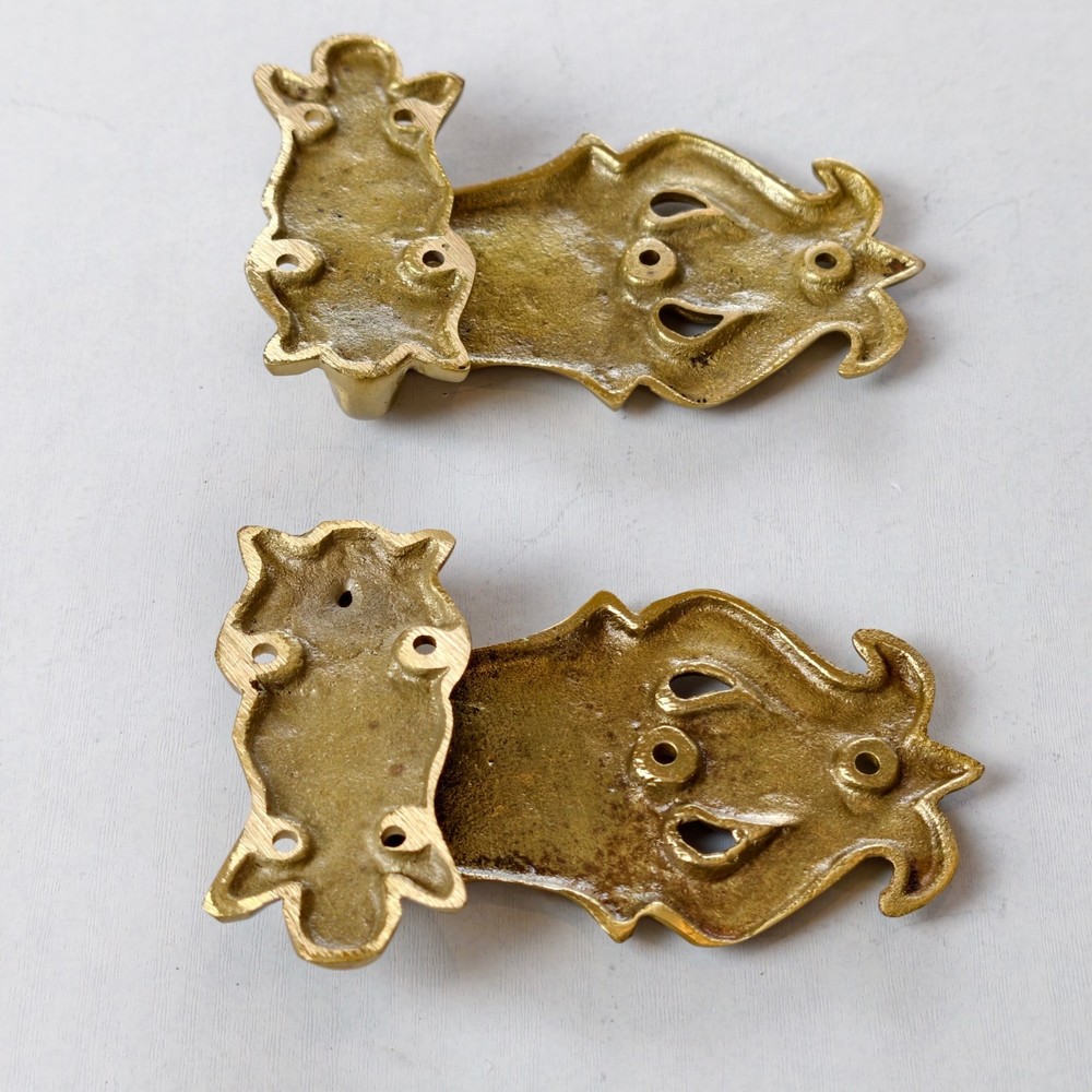 2 x Vintage Solid Brass Ice Box Hinges 4" Offset 3/8 Heavy Cast Antique Style