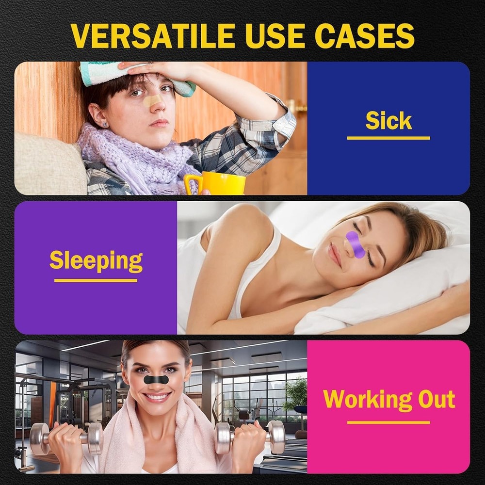 Versatile Nasal Strips for Snoring Relief - 100 Count, Improve Sleep & Breathing