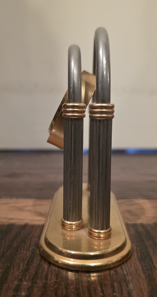 Vintage Regency Solid Brass Gimbal Table Clock Used