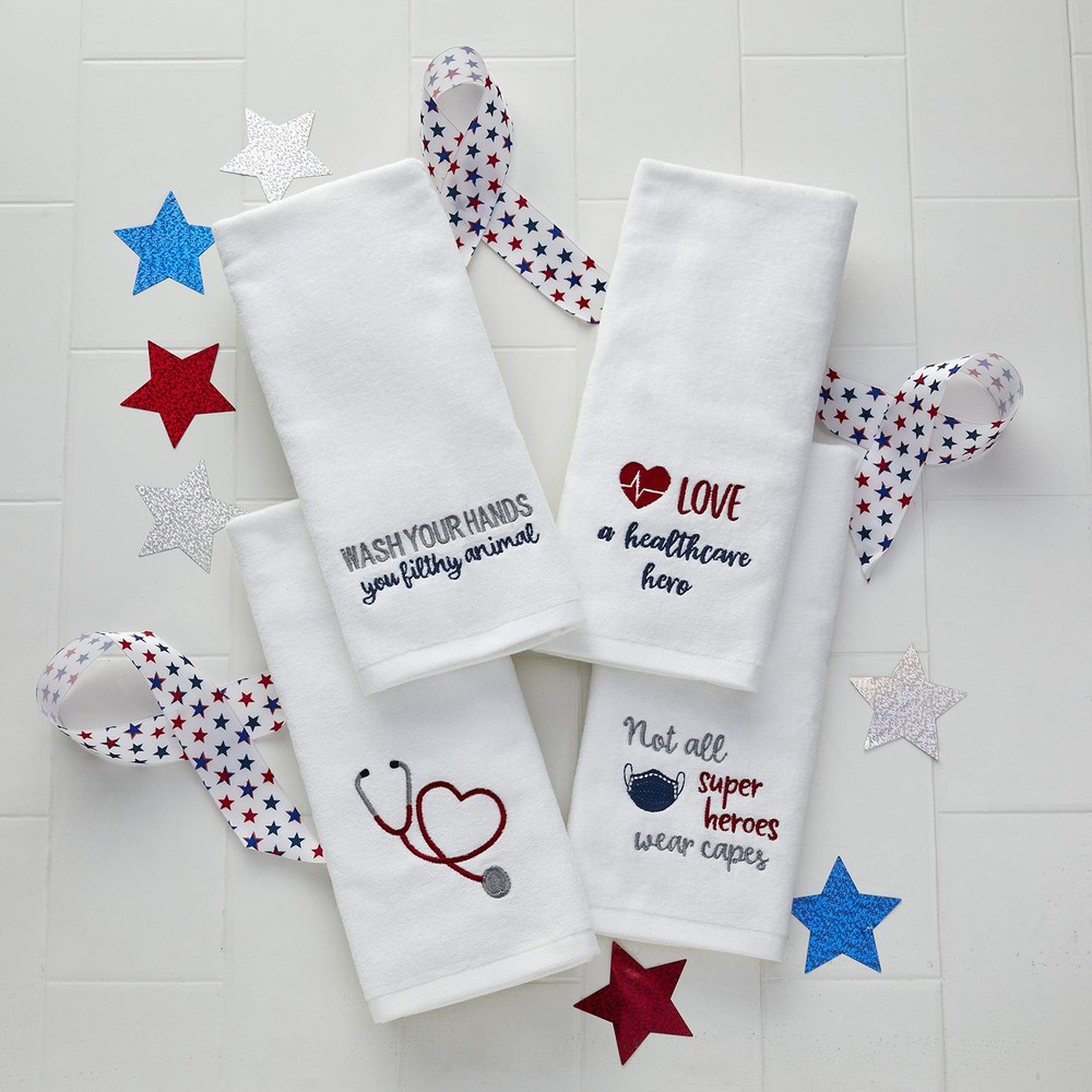 Wash Your Hands Hand Towel (2-Pack), White