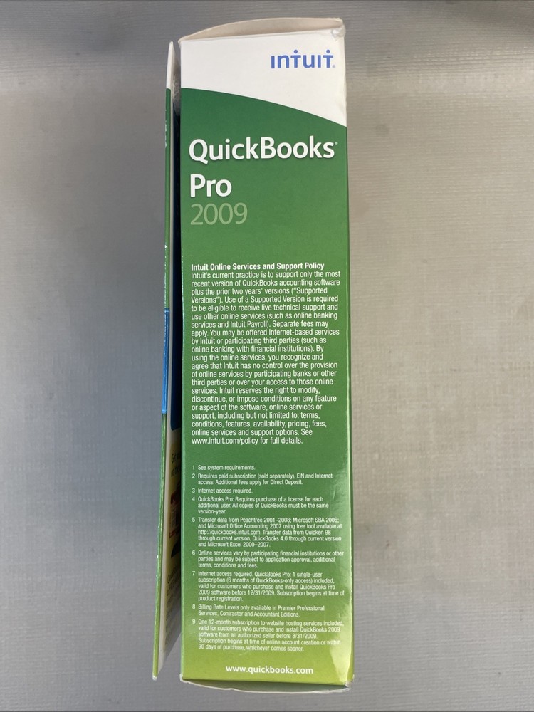 Intuit QuickBooks Pro 2009 Accounting Software Windows Complete W/ Manuals & Key