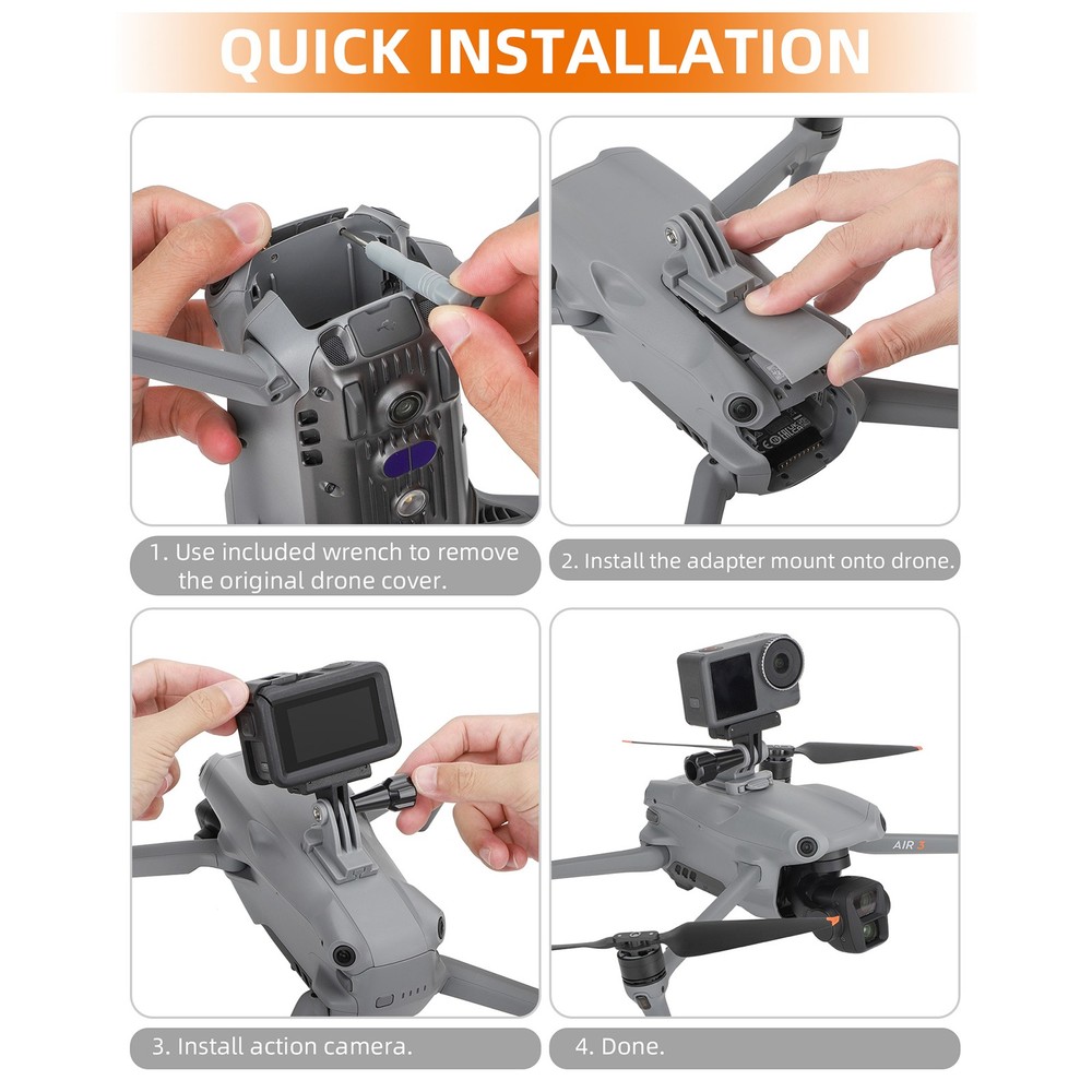 For DJI Air 3 Drone Action Camera Adapter Base Extension Holder Accessories