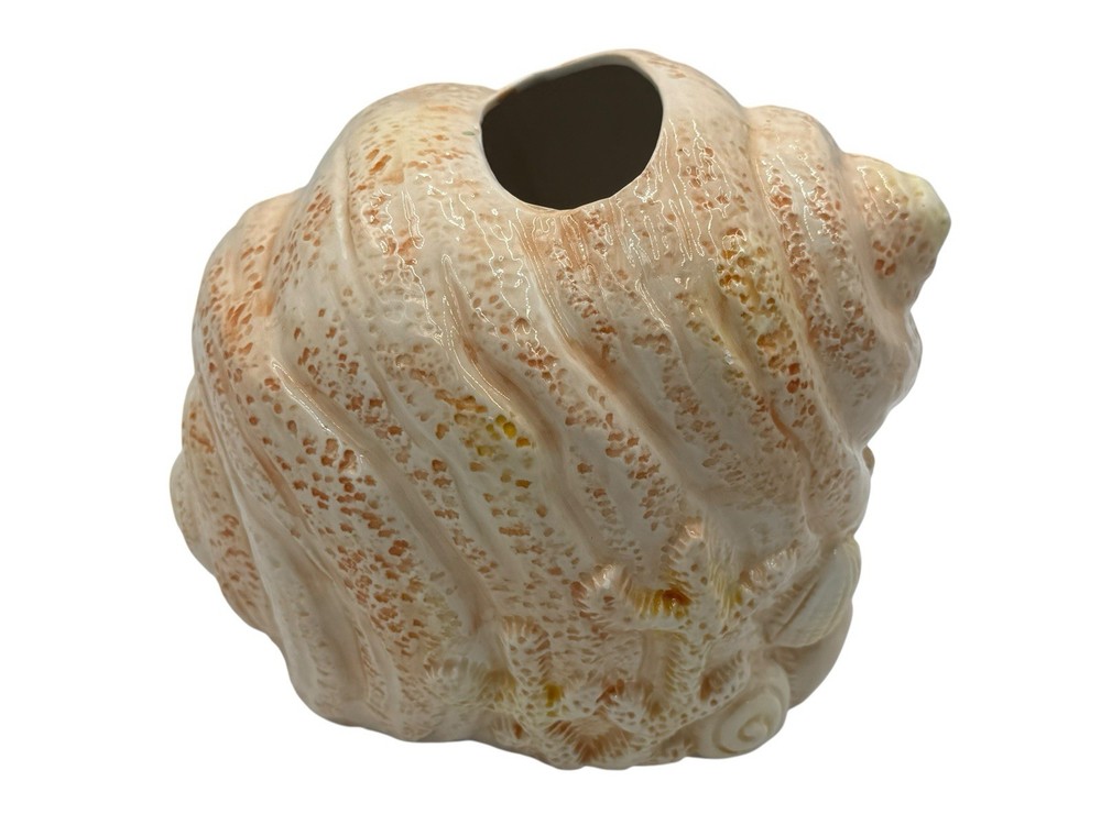 🐚🐚Vintage 80s Conch Sea 🌟Shell Tissue Box Cover Ceramic Pottery￼🐚🐚