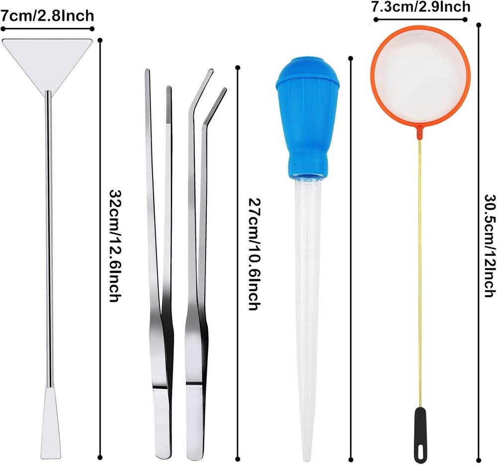 6pcs Aquarium Cleaning Tools Feeder Tools Kit, Plants Cleaner, Algae Scraper New