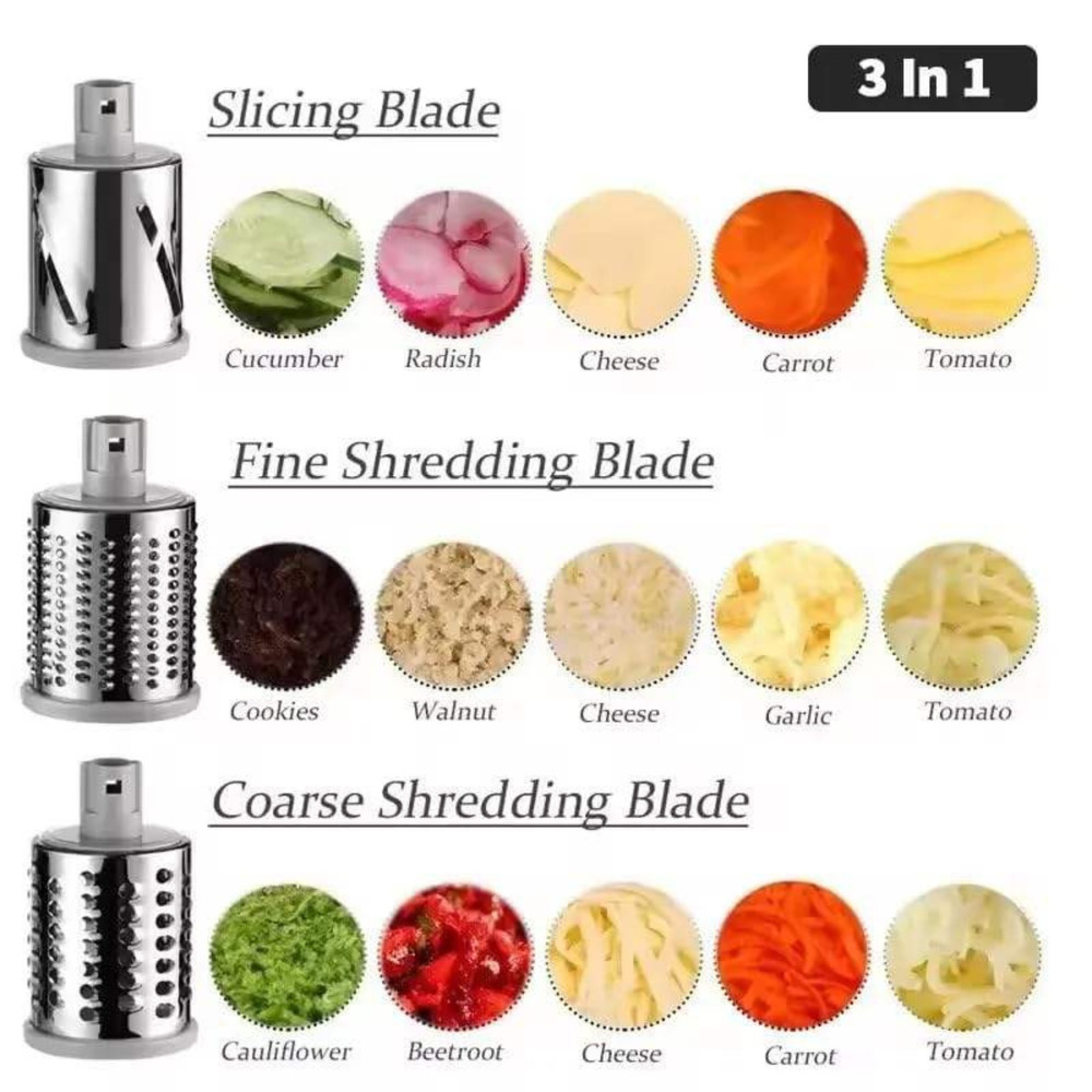 Manual Rotary Cheese Grater with Handle - White