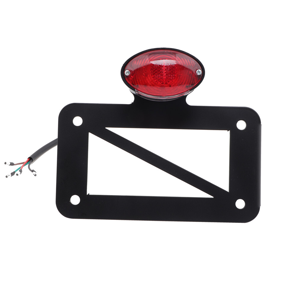 Black Left Side Mount LED Tail Light License Plate Bracket For Harley Bobber