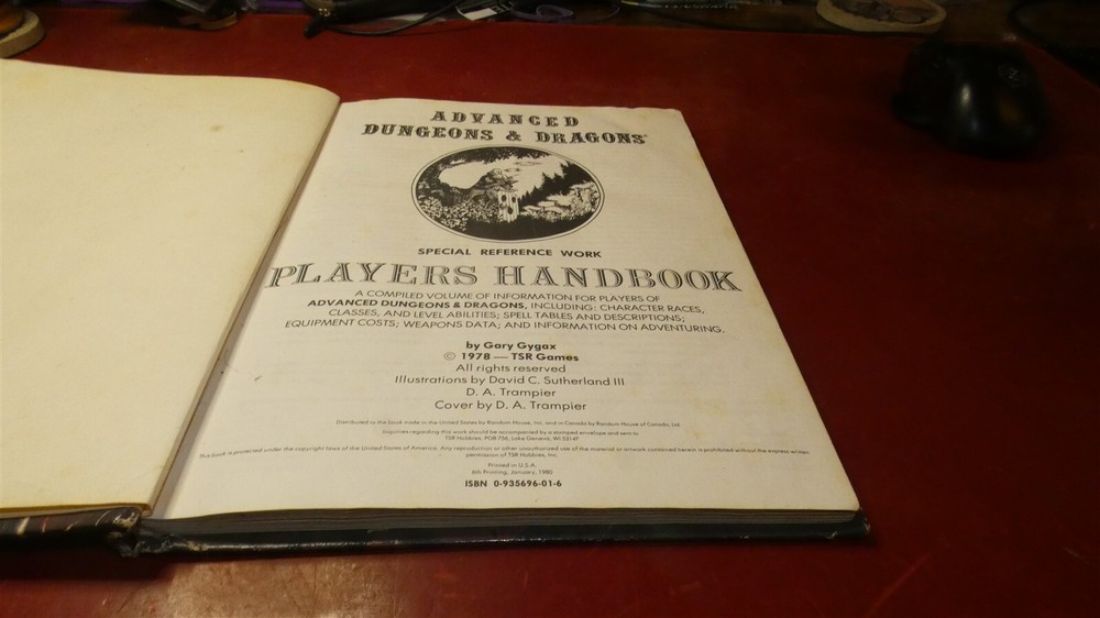 TSR AD&D 1st Edition PHB: Players Handbook 7th Printing