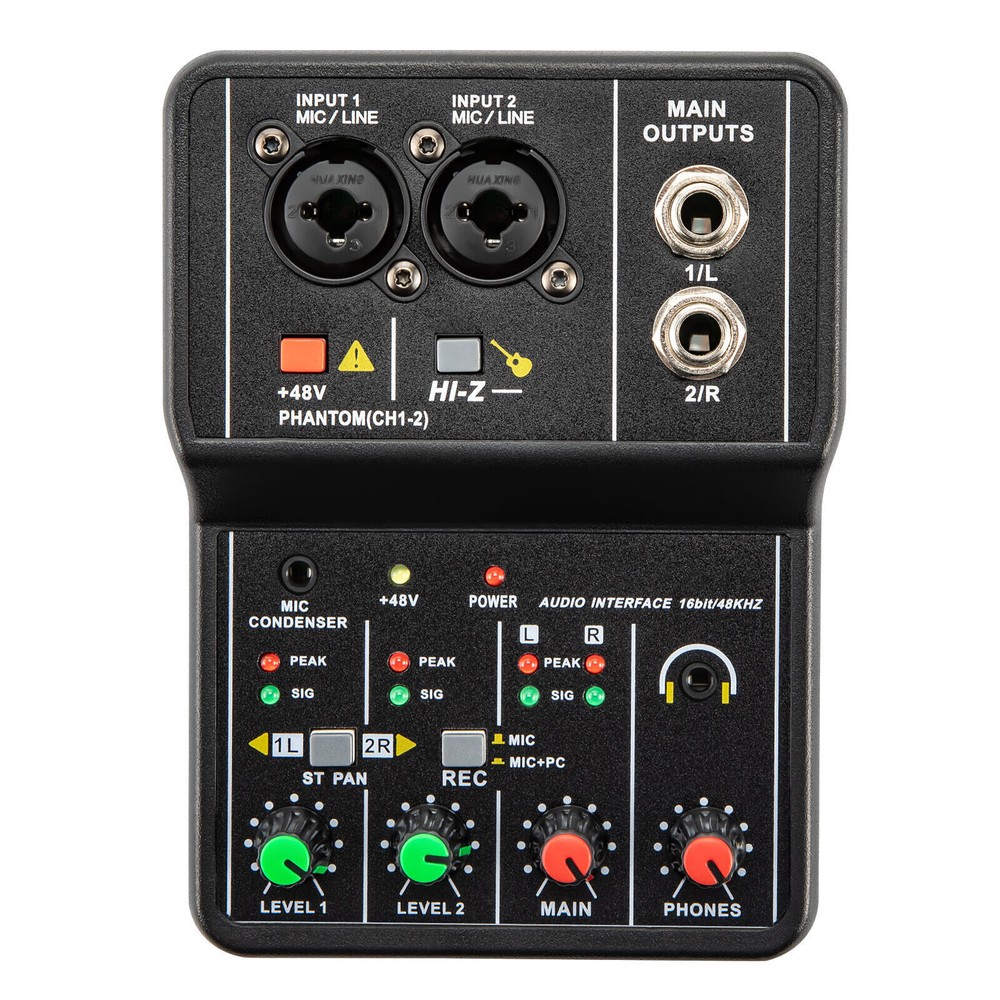 Professional 2 Channel USB Studio Audio Mixer Board BT Sound Mixing Console