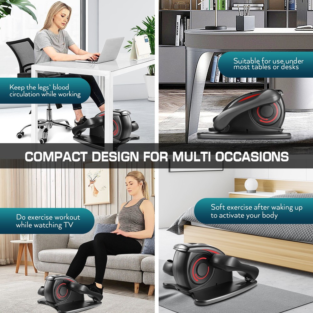 Under Desk Elliptical Machine Electric Seated Pedal Exerciser w/Remote Control
