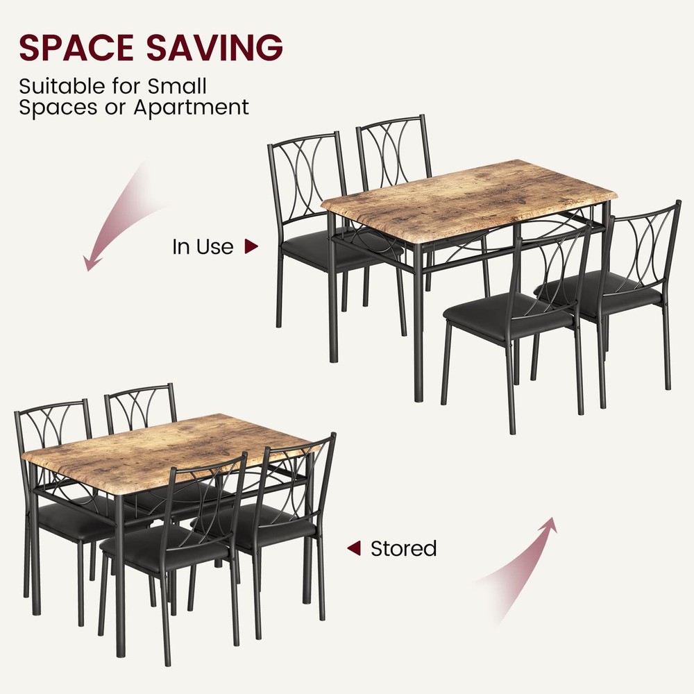 💹5-Piece Dining Table Set for Small Space Kitchen Table Set for 4 Dining Room