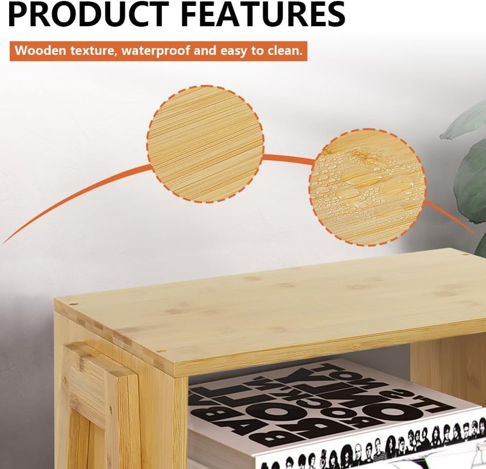 Modern Bamboo Nightstands End Tables Bedroom W/ Storage Small Bedside Table