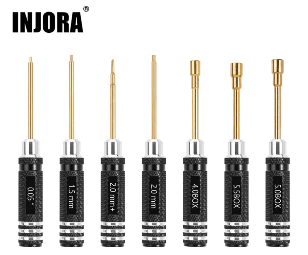INJORA 7PCS Short Handle Hex Screwdriver Nut Driver Tools Kit 1/18 Tool-LSD47