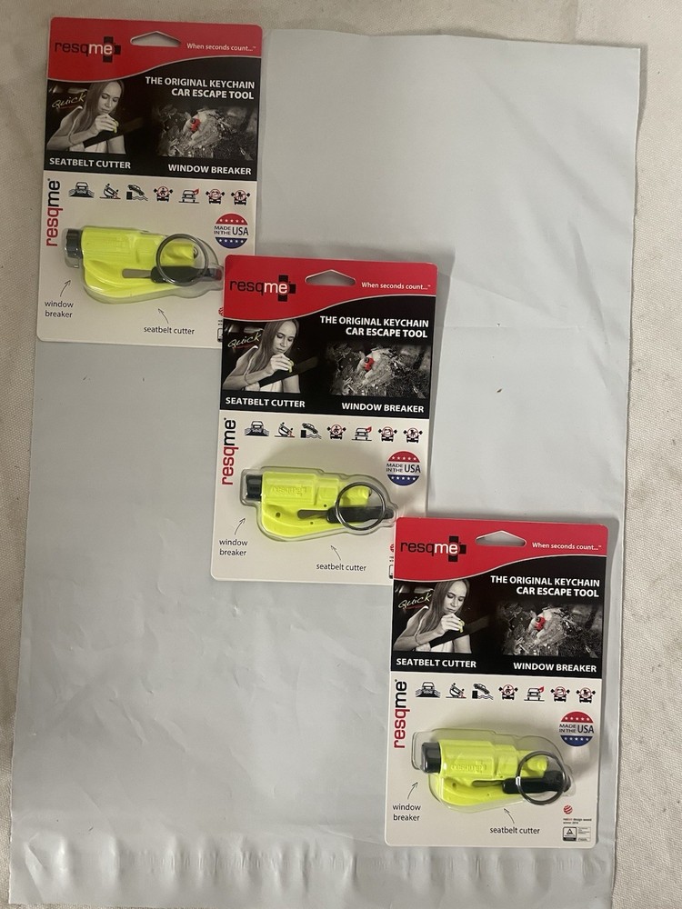 Lot Of (3) Resqme The Original Car Escape Tool, Neon