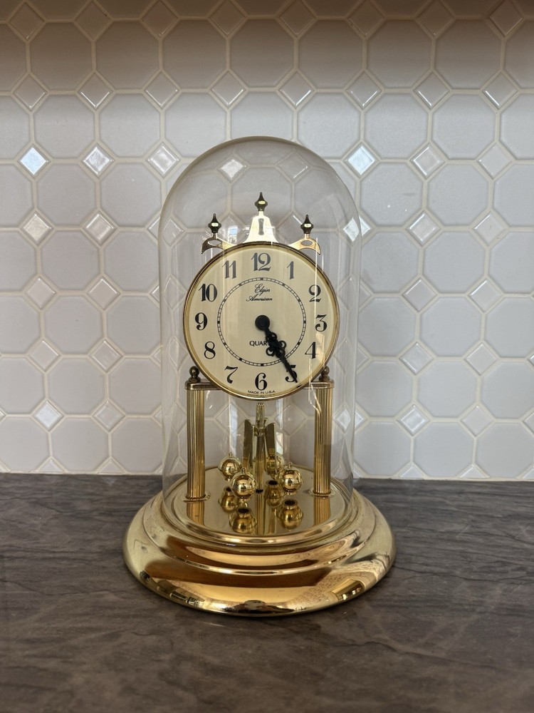 Elgin Shelf Clock Gold Made In USA For Decor Only None Functioning