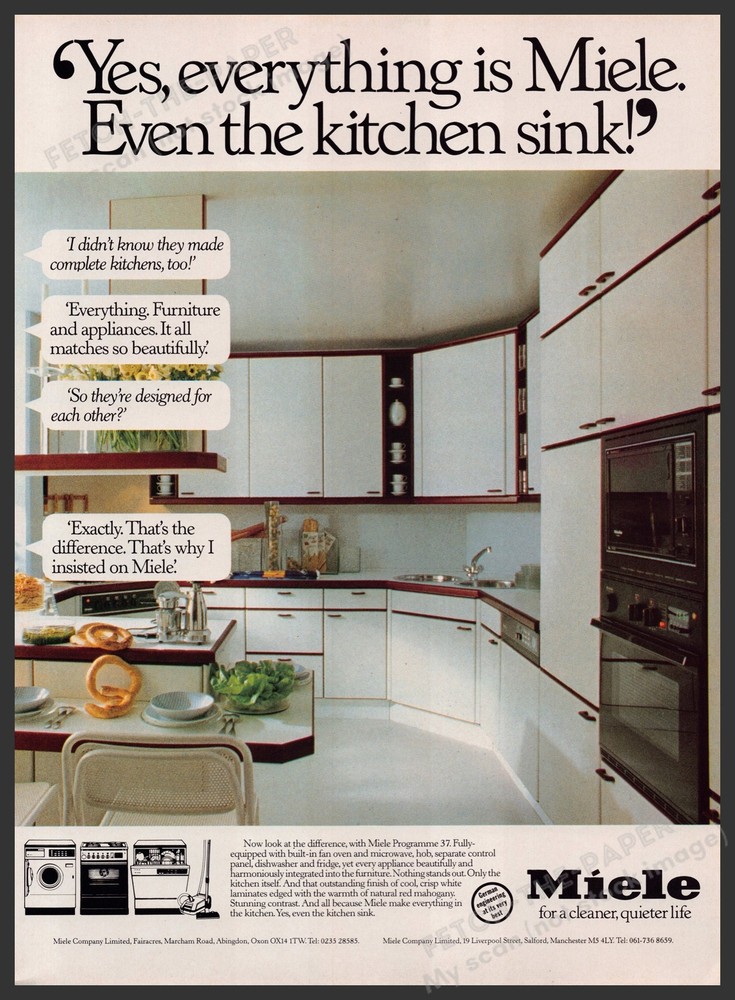 Miele Complete Kitchen Appliances 1980s Print Advertisement Ad 1982 UK