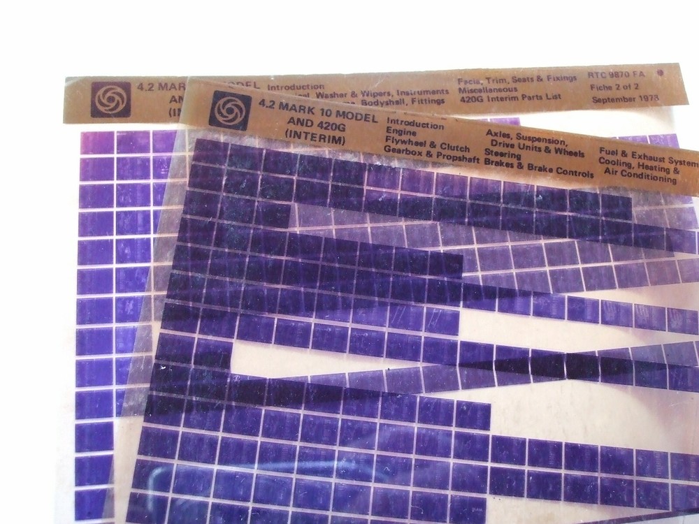 Jaguar MK10  Microfiche Slides. ( 2 off slides)