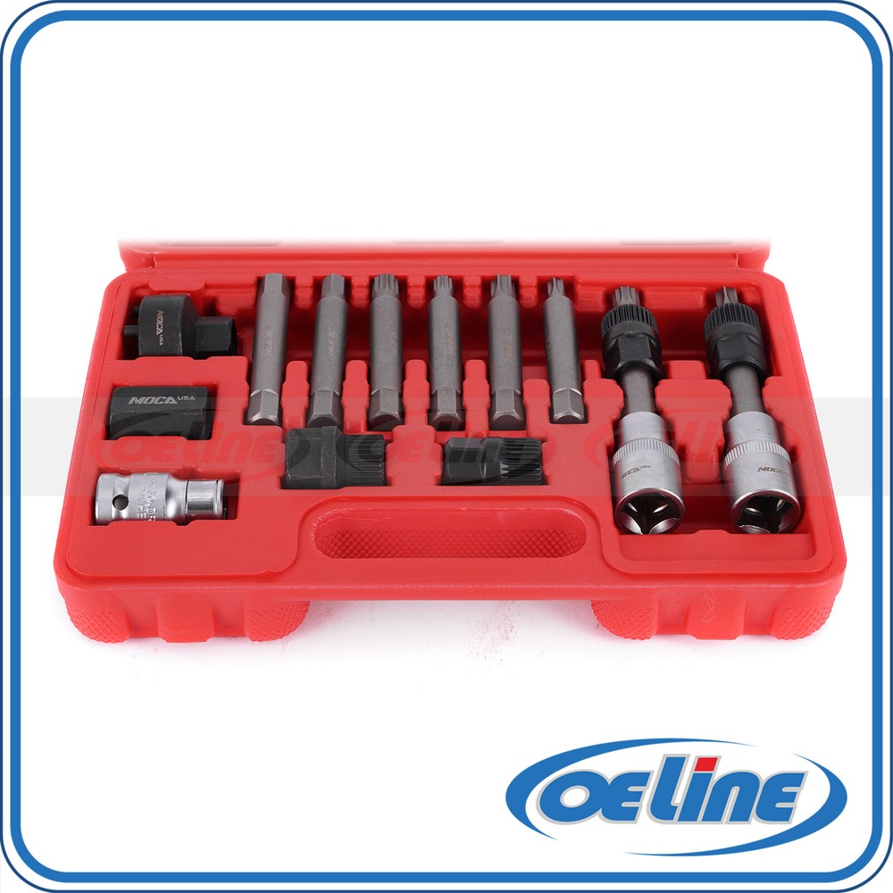13x Alternator Freewheel Pulley Removal Socket Bit Set Garage Service Tool Kit