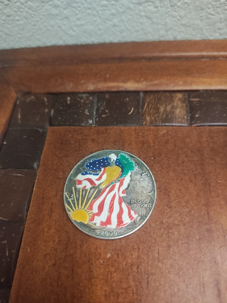 2000 Painted Walking Liberty Silver 1 oz American Eagle $1