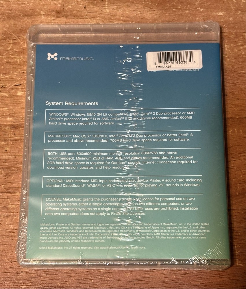 Finale Music Notation Software- Version 25 (2016) - Windows/MAC - New & Sealed