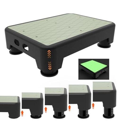 5-Level Adjustable Step Stool, Noctilucent Bedside Noctilucent Mat+black Step