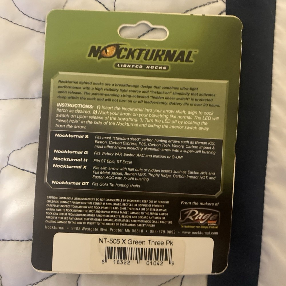 Nockturnal NT-605 Lighted Nock, Size GT Green - 3 Pack