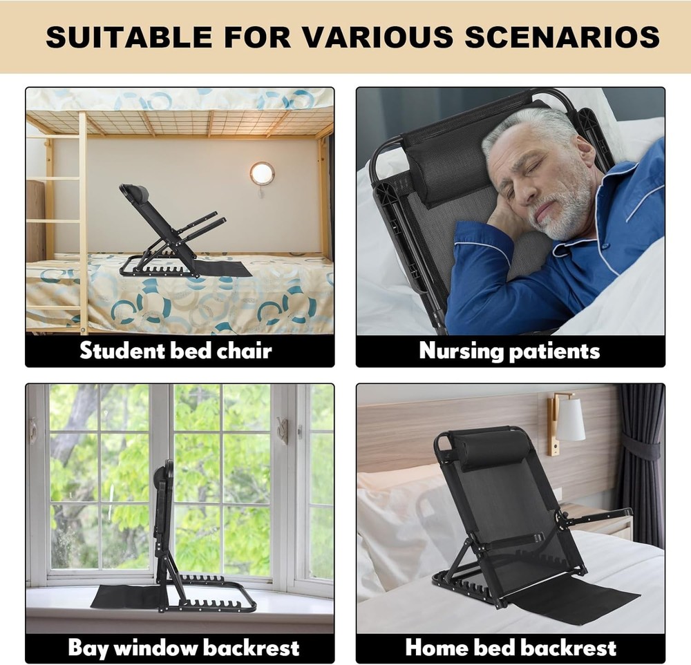 Adjustable Lifting Bed Backrest with Armrest Large Folding Bed Rest Sitting up
