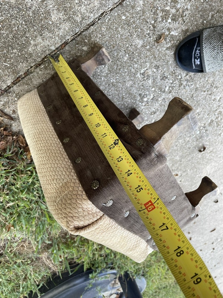Vintage Very Heavy Solid Wood Block Foot Rest Ottoman BL