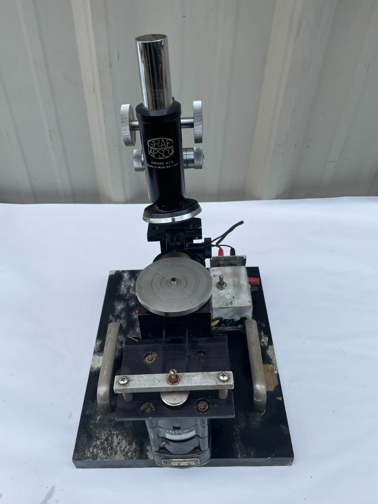 Vintage Graf Apsco Microscope w/ Holtzer Cabot Motor
